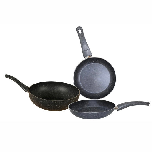 Juego de Sartenes de Mármol Antiadherentes Yajad Hogar Incluye Sárten 24 cms + Sárten de 30 cms + Wok de 30 cms