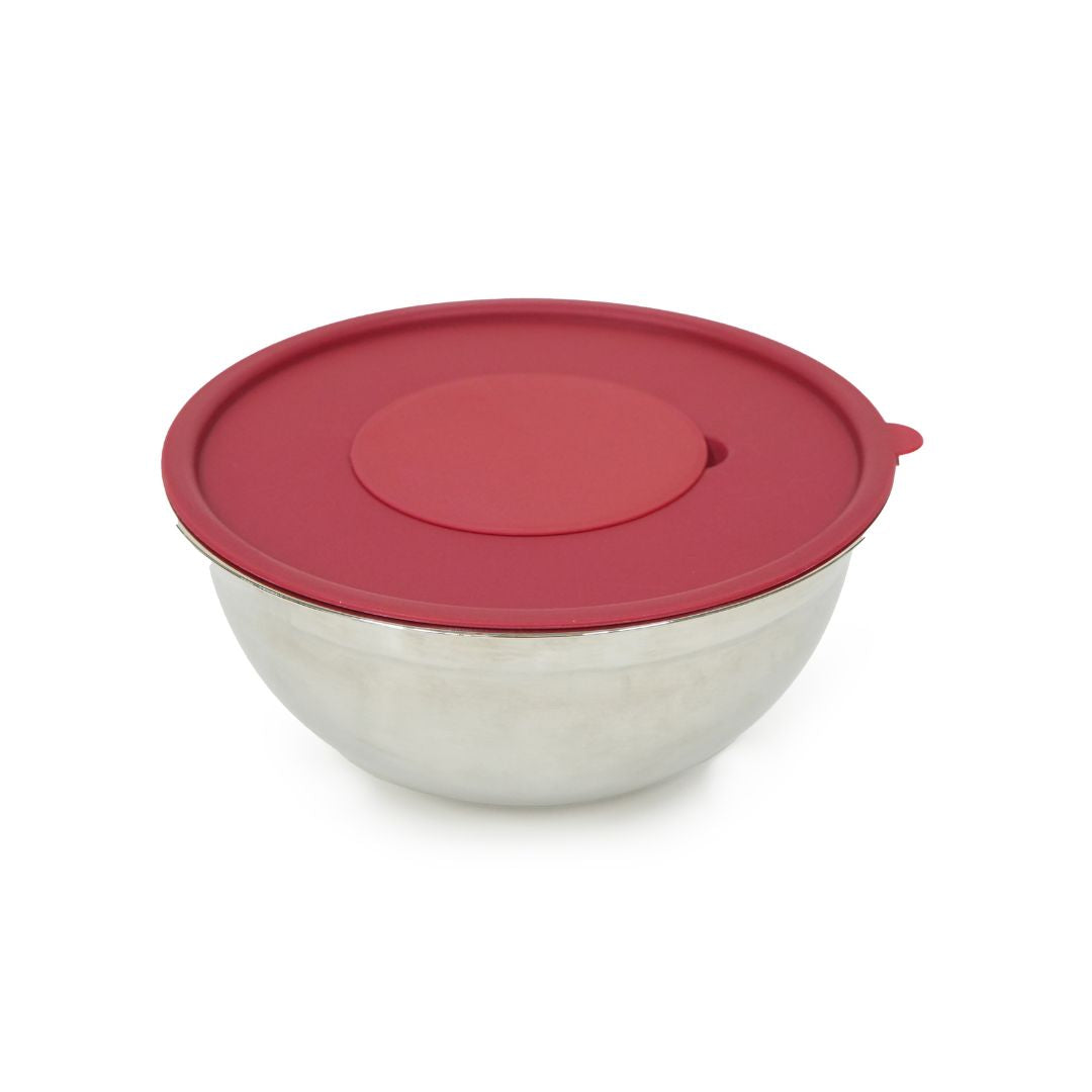 Yajad Set de Bowl de Mezcla Multifuncional Acero Inoxidable 26cm | Con Tapa y 3 Ralladores Intercambiables | Cuenco Antideslizante, Fácil de Limpiar, para Ensaladas y Pasta en la Cocina.