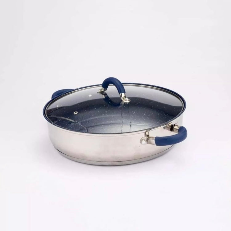 Cacerola Acero Inoxidable con Tapa de Vidrio de 24 cm