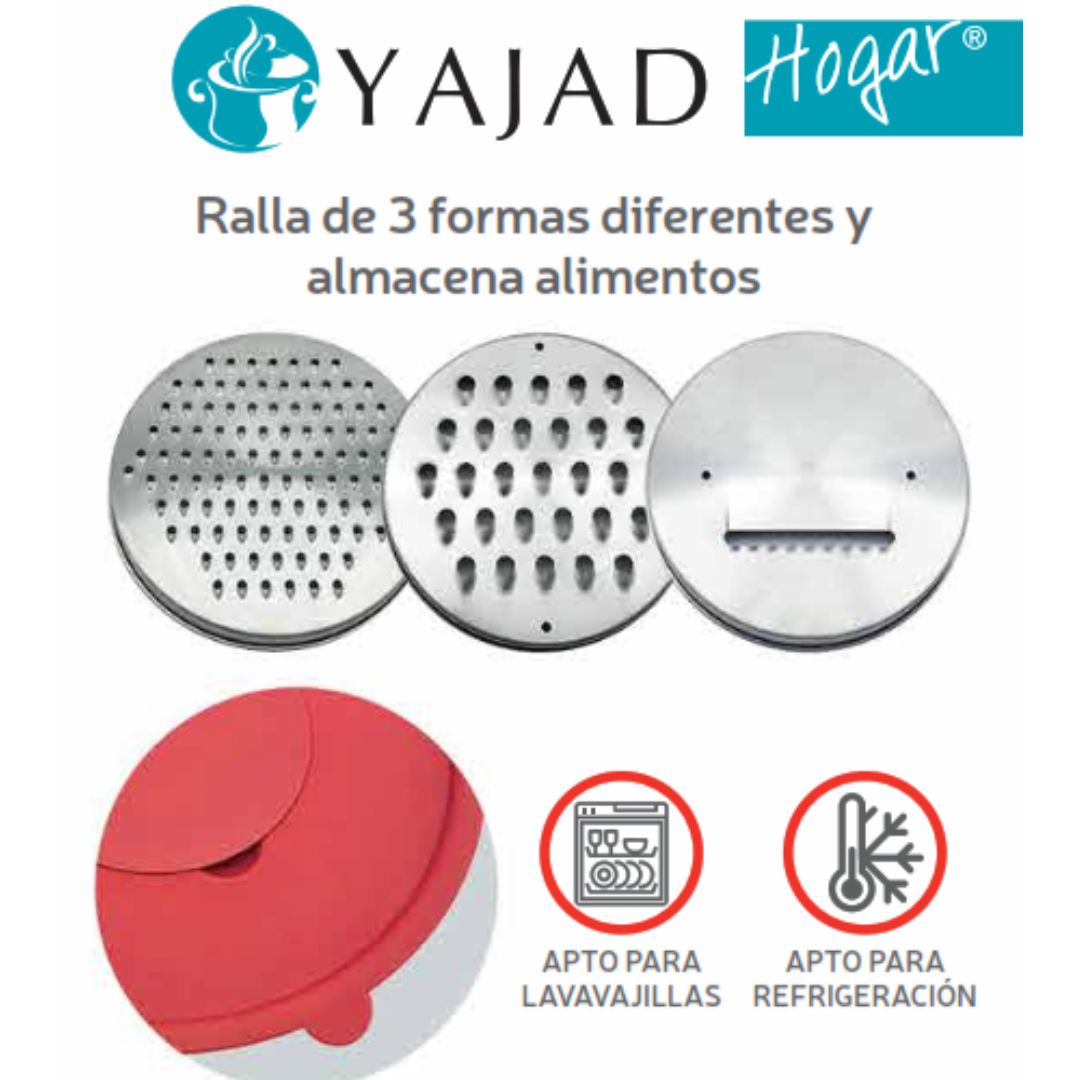 Yajad Set de Bowl de Mezcla Multifuncional Acero Inoxidable 26cm | Con Tapa y 3 Ralladores Intercambiables | Cuenco Antideslizante, Fácil de Limpiar, para Ensaladas y Pasta en la Cocina.