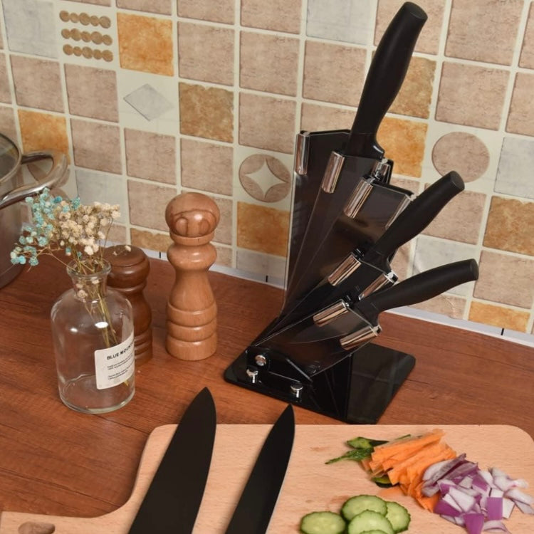 Juego de cuchillos negros con base 6 piezas