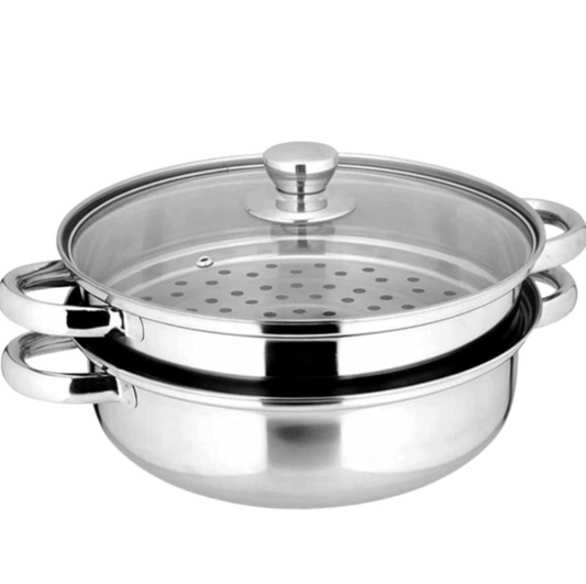 Vaporera Acero Inoxidable con Tapa 28 cm