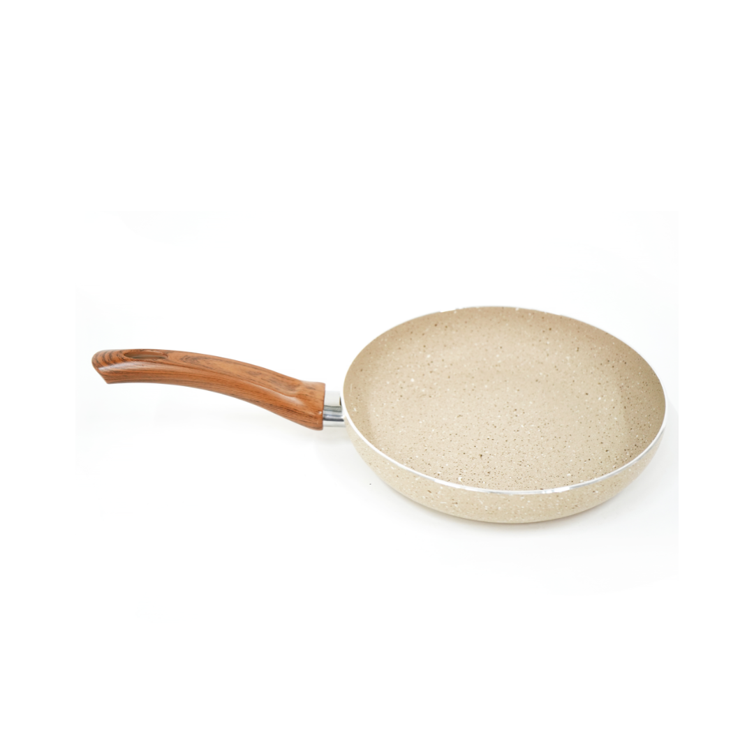 Yajad Hogar – Sartén Antiadherente de Mármol Color Beige Capuchino de Aluminio, 20 cm | Mango Ergonómico de Baquelita | Compatible con Estufas de Gas y Eléctricas | Libre de PFOA (Copia)