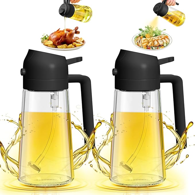 Botella Dispensadora de Aceite 2 en 1 para Cocina (1 pieza) – Dispensador y Pulverizador para Aceite, Ideal para Ensaladas, Carnes y Barbecue – Color Negro