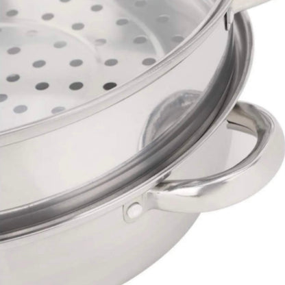 Vaporera Acero Inoxidable con Tapa 28 cm