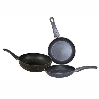 Juego de Sartenes de Mármol Antiadherentes Yajad Hogar Incluye Sárten 24 cms + Sárten de 30 cms + Wok de 30 cms