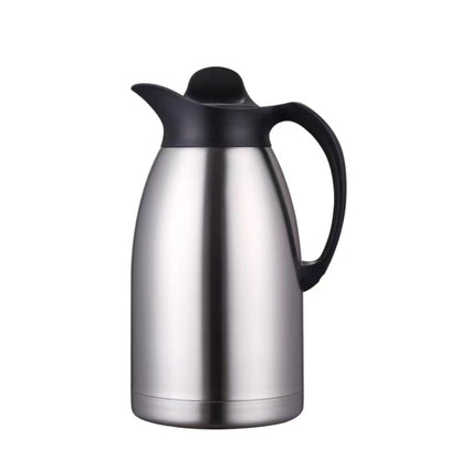 Yajad Hogar Jarra Térmica de Acero Inoxidable, Termo para Café y Agua, Plateado con Negro, Aislamiento al Vacío Frío o Caliente, 2 Litros