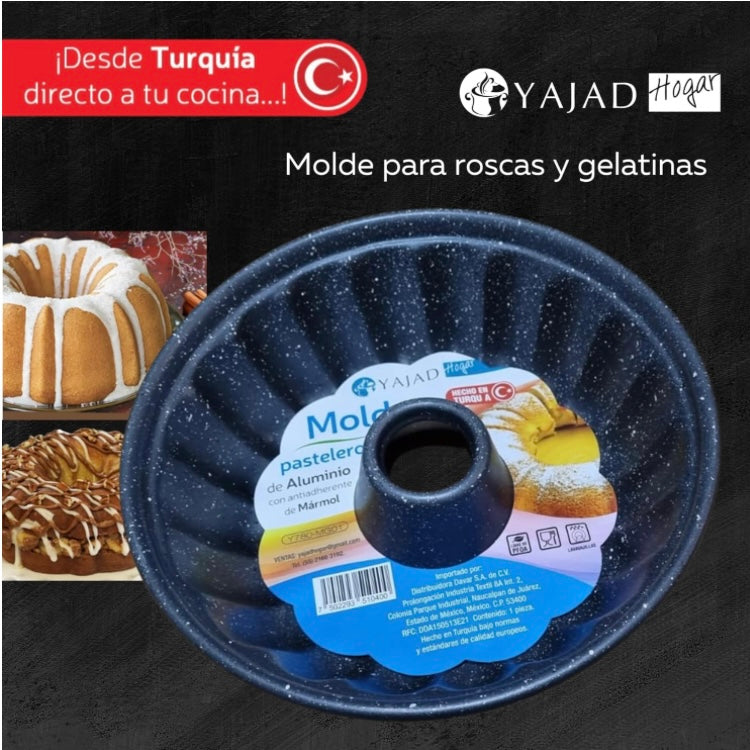 Molde para Rosca Antiadherente Mármol Gris para Horno o Gelatinas