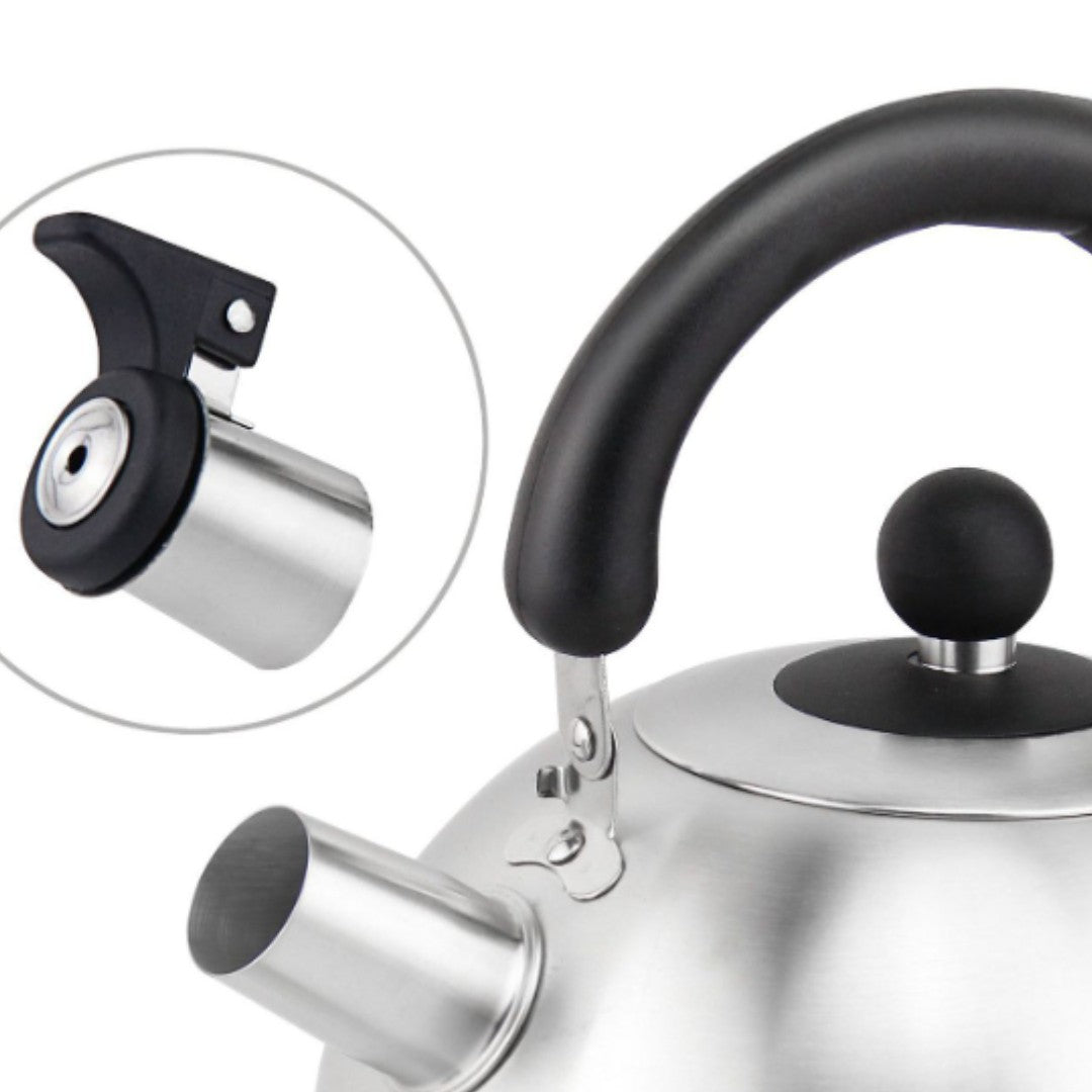 Tetera Silbadora de Acero Inoxidable 2 Litros Yajad Hogar | Hervidor para Té, Café y Leche con Silbato Automático y Mango Ergonómico