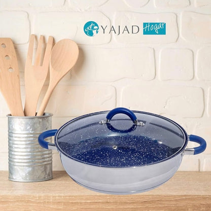 Set de Cacerolas 3 Arroceras (24 Cm 28 Cm 30 Cm) Acero Inoxidable Con antiadherente de Mármol Azul