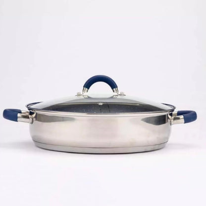 Cacerola Acero Inoxidable con Tapa de Vidrio de 24 cm