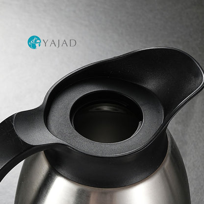 Yajad Hogar Jarra Térmica de Acero Inoxidable, Termo para Café y Agua, Plateado con Negro, Aislamiento al Vacío Frío o Caliente, 2 Litros