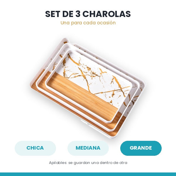 Tres tamaños de charolas: chica, mediana y grande – Yajad Hogar
