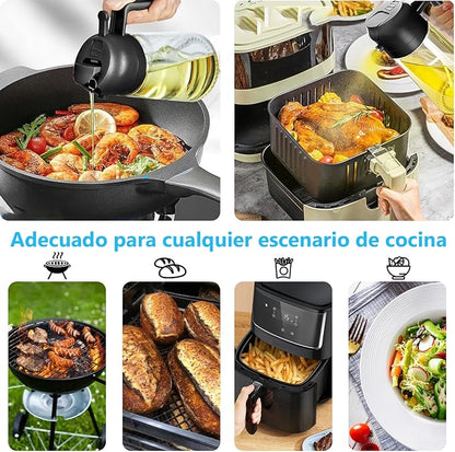 Botella Dispensadora de Aceite 2 en 1 para Cocina (1 pieza) – Dispensador y Pulverizador para Aceite, Ideal para Ensaladas, Carnes y Barbecue – Color Negro
