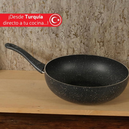 Wok Sartén Profundo Yajad Aluminio Antiadherente 28 cm Color Negro
