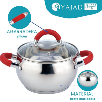 Batería de Cocina de Acero Inoxidable de 12 Piezas Rojo