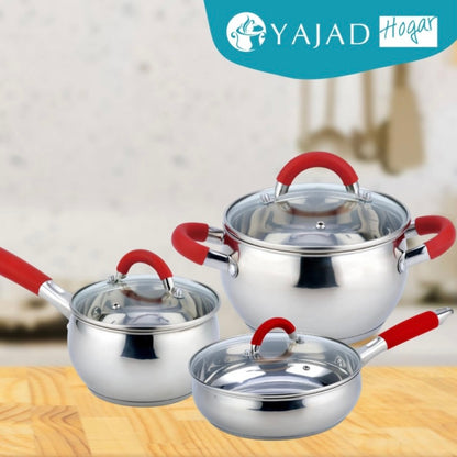 Batería de Cocina de Acero Inoxidable de 12 Piezas Rojo