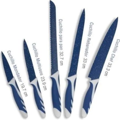 Juego de 5 Cuchillos de Cocina Acero Inoxidable para Chef