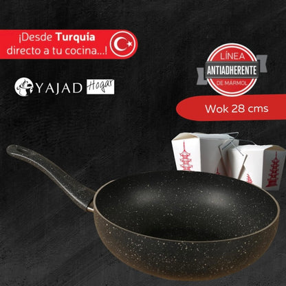 Wok Sartén Profundo Yajad Aluminio Antiadherente 28 cm Color Negro