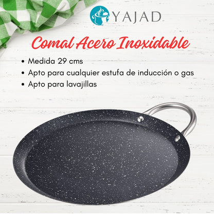 Comal Antiadherente Redondo 100% Acero Inoxidable
