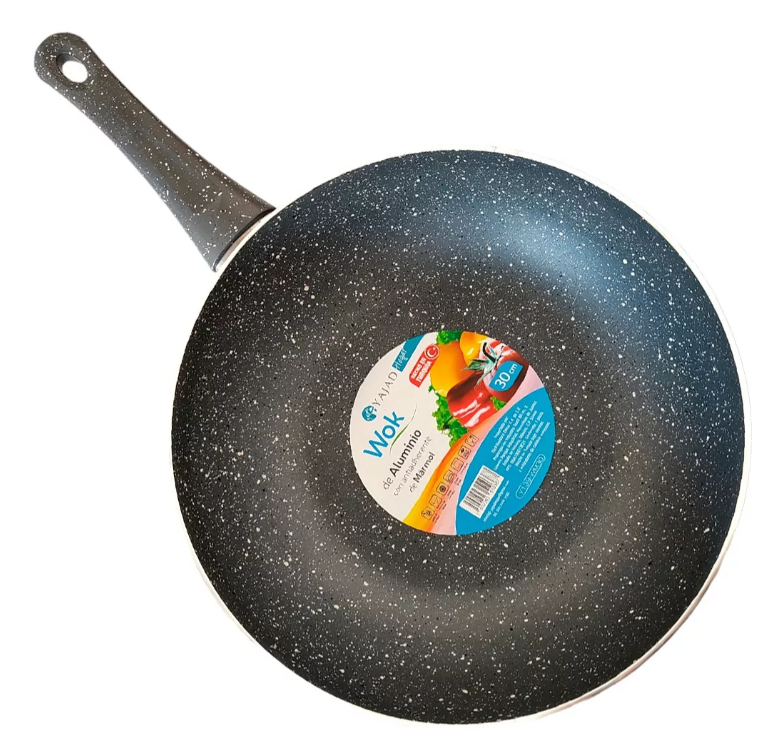 Wok Sartén Profundo Yajad Aluminio Antiadherente 30 cm Color Negro